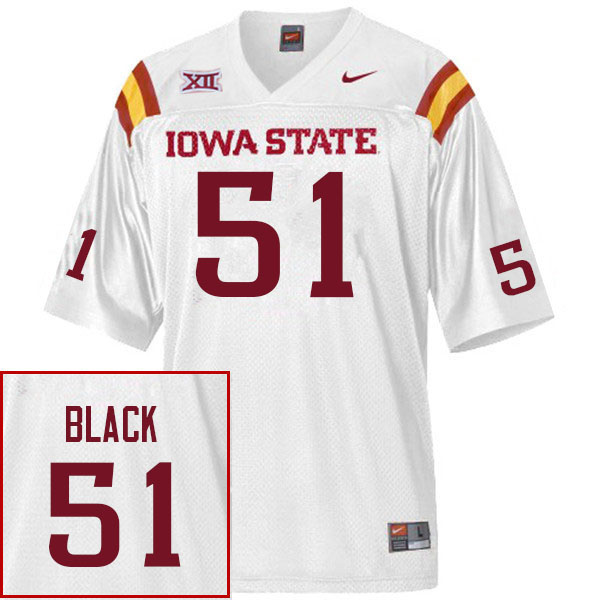 Men #51 Brendan Black Iowa State Cyclones College Football Jerseys Stitched Sale-White